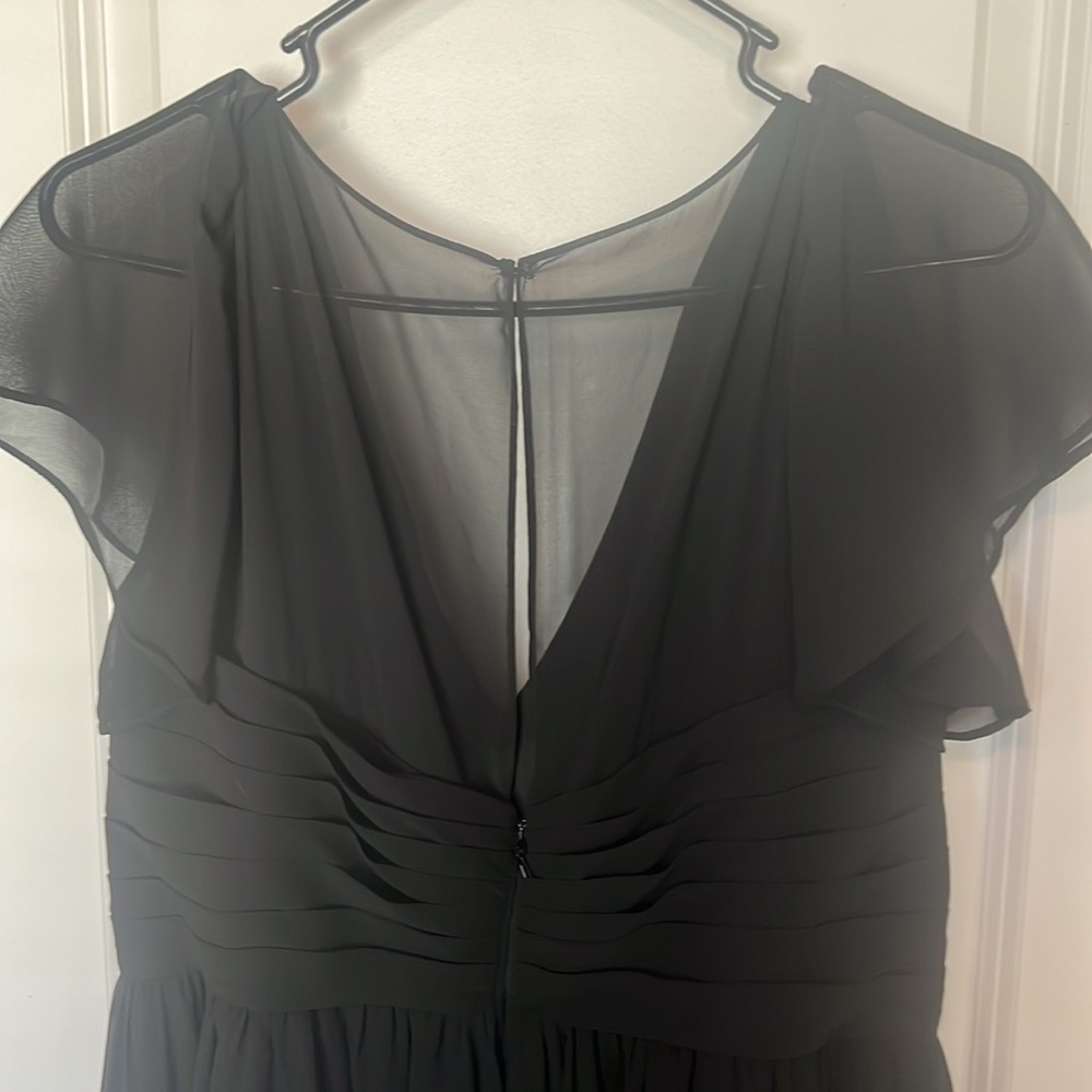 AZAZIE VERNA - A-Line V-Neck Ruched Chiffon Floor-Length Dress black. Damaged﻿ - Picture 6 of 11